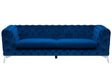 3 Seater Sofa Blue Velvet Chesterfield Style Low Back Beliani