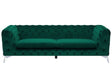 3 Seater Sofa Green Velvet Chesterfield Style Low Back Beliani