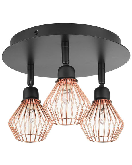 Ceiling Light 3 Lights Copper Metal Adjustable Industrial Beliani