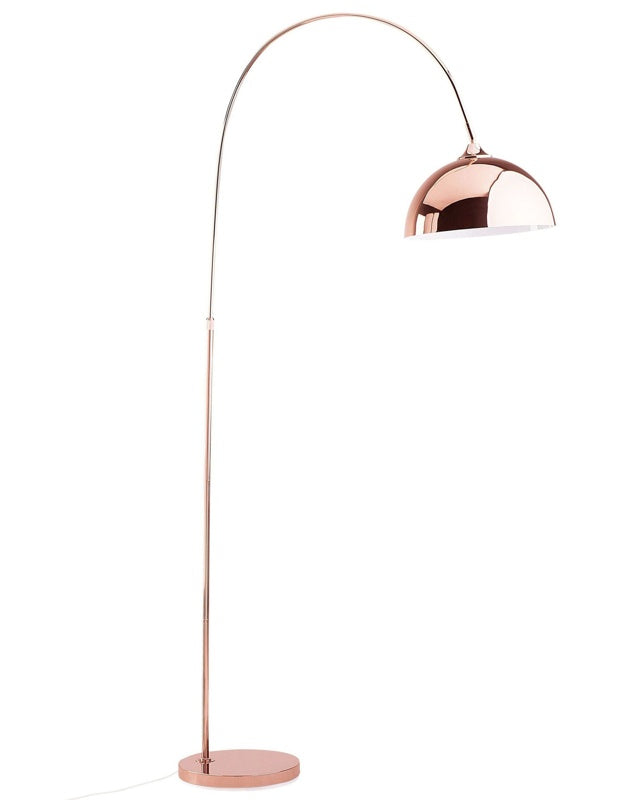 Floor Lamp Copper 160 cm Tall Curved Metal Decorative Retro Glamour Beliani