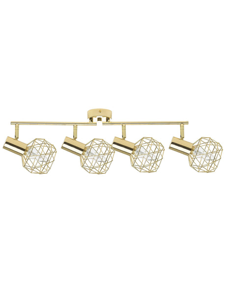 Ceiling Lamp Gold Metal 4 Light Cage Shades Adjustable Arms Modern Beliani