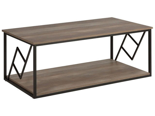 Coffee Table Dark Wood Top Black Metal Frame 120 x 60 cm Rectangular Modern Industrial Living Room Beliani