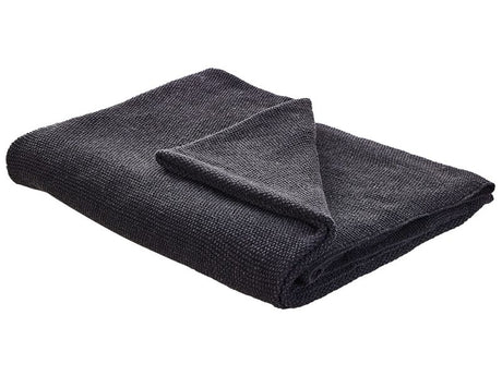 Blanket Dark Grey Cotton 130 x 180 cm Bed Throw Cross Catch Stitch Oversized Beliani