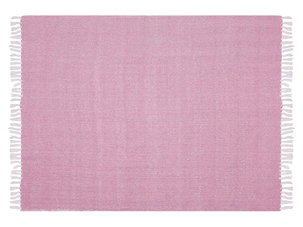 Blanket Pink Cotton 130 x 160 cm Bed Throw Boho Coastal Beliani