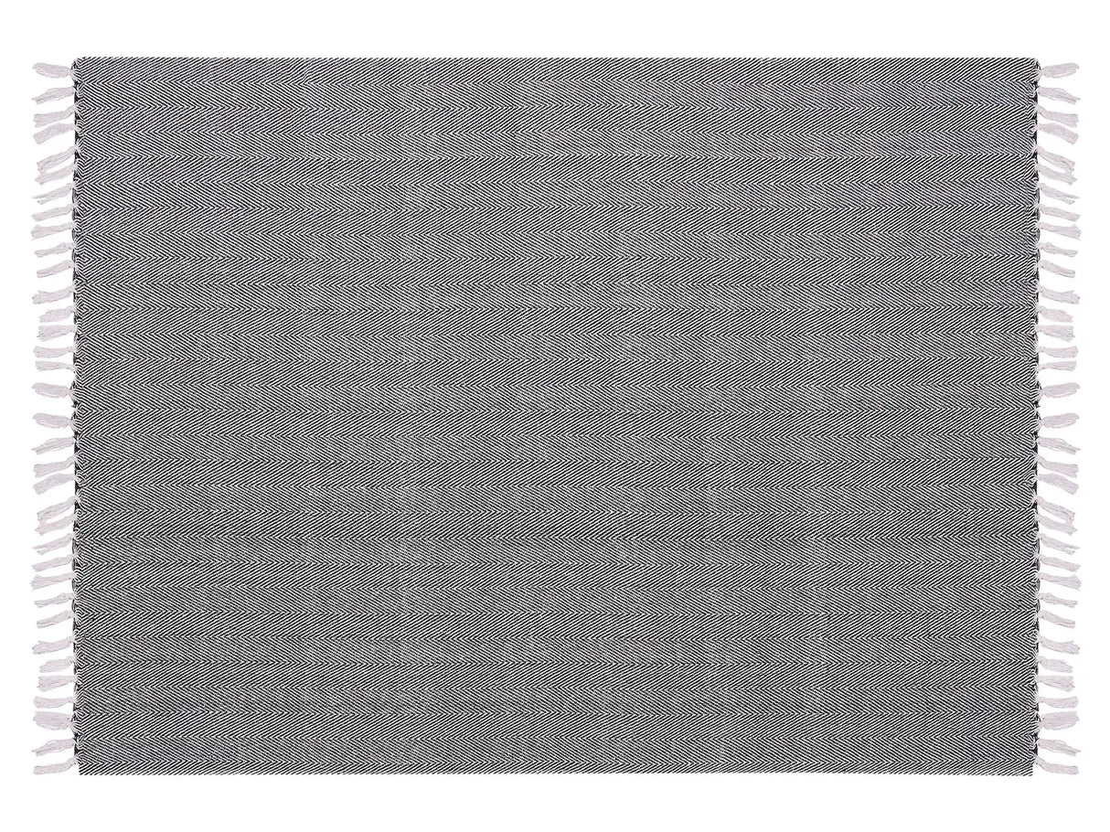 Blanket Black Cotton 130 x 160 cm Bed Throw Boho Coastal Beliani