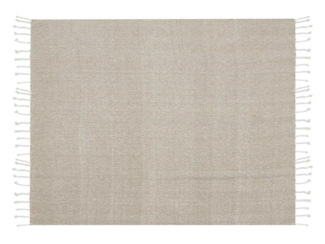 Blanket Beige Cotton 130 x 160 cm Bed Throw Boho Coastal Beliani