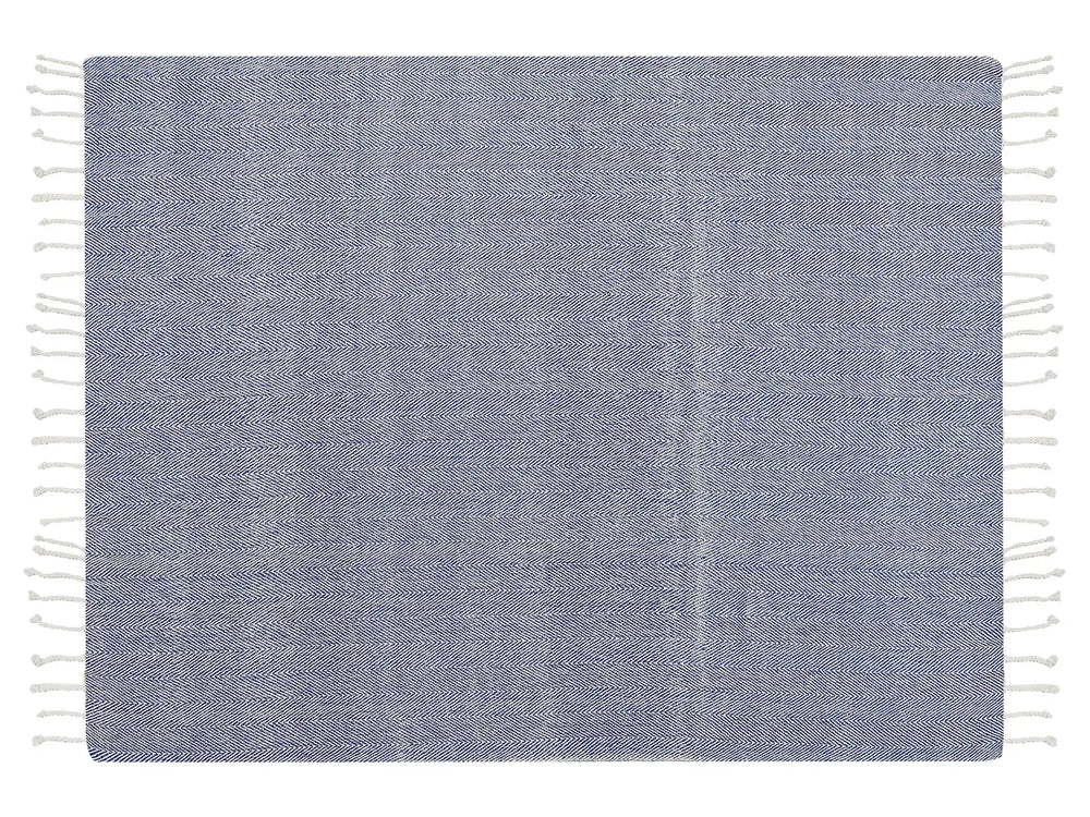Blanket Blue Cotton 130 x 160 cm Bed Throw Boho Coastal Beliani
