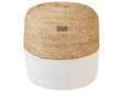 Pouf Ottoman White Jute EPS Beads Filling Round  46 cm Boho Style Beliani