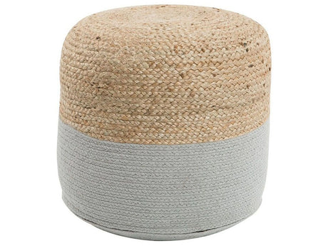 Pouf Ottoman Grey Jute EPS Beads Filling Round  46 cm Boho Style Beliani