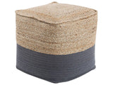Pouf Ottoman Grey Jute EPS Beads Filling Square 44 x 44 cm Boho Style Beliani