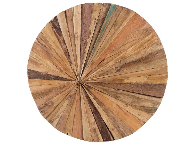 Wall Decor Multicolour Teak Wood ø 60 cm Round Rustic Beliani