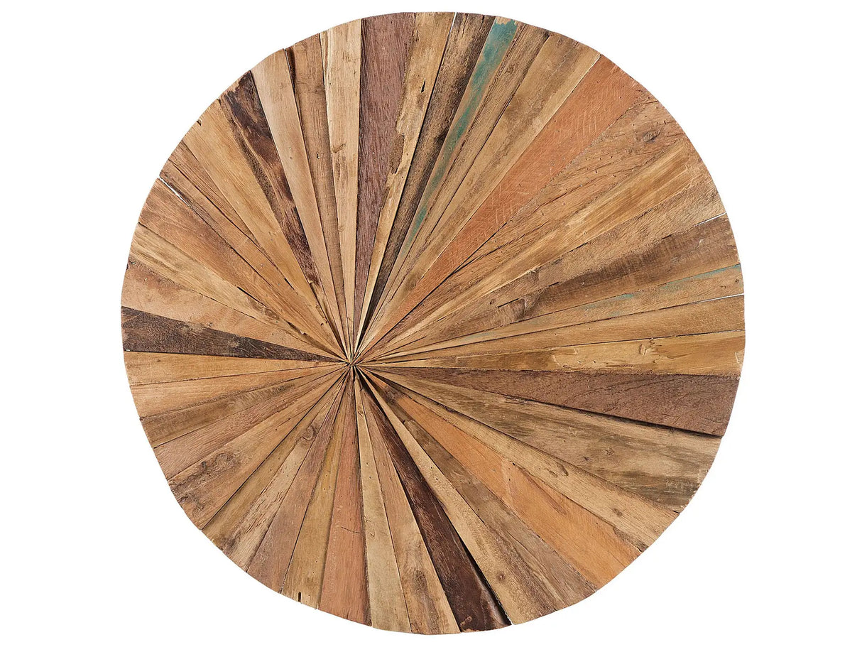 Wall Decor Multicolour Teak Wood  60 cm Round Rustic Beliani