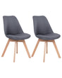 Set of 2 Dining Chairs Graphite Grey Upholstery Seat Sleek Wooden Legs Modern Design Beliani