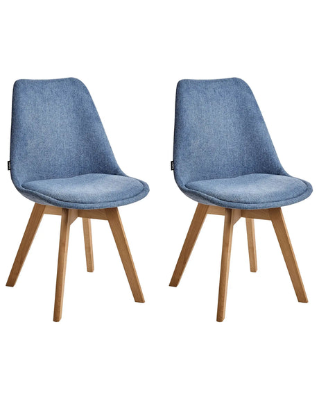 Set of 2 Dining Chairs Light Blue Fabric Sleek Wooden Legs Beliani