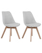 Set of 2 Dining Chairs Light Grey Fabric Sleek Wooden Legs Beliani