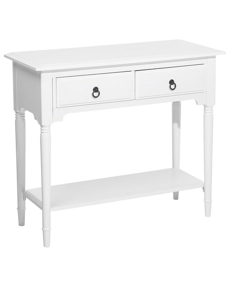 Console Table White 2 Drawers Hallway Furniture 91 x 38 cm Retro Design Beliani