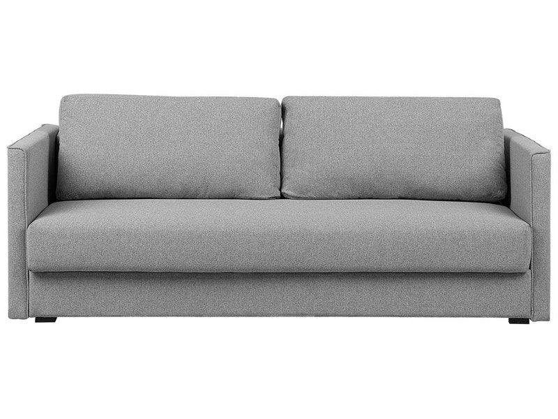 Sofa Bed Grey Fabric 3 Seater Storage Compartment Removable Cushions Modern Beliani