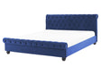 Bed Frame Blue Velvet Upholstery Black Wooden Legs EU King Size 5ft3 Buttoned Glam Beliani