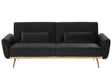 Sofa Bed Black Velvet 3 Seater Metal Legs Additional Cushions Retro Beliani