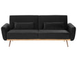 Sofa Bed Black Velvet 3 Seater Metal Legs Additional Cushions Retro Beliani