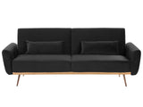 Sofa Bed Black Velvet 3 Seater Metal Legs Additional Cushions Retro Beliani