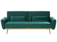 Sofa Bed Green Velvet 3 Seater Metal Legs Additional Cushions Retro Beliani