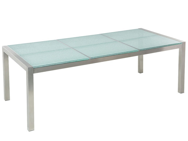 Garden Table Cracked Glass Table Top 220 x 100 cm 8 Seater Steel Frame Beliani