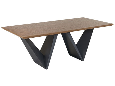 Dining Table Dark Wood Top Black Metal Legs 200 x 100 cm Industrial Beliani