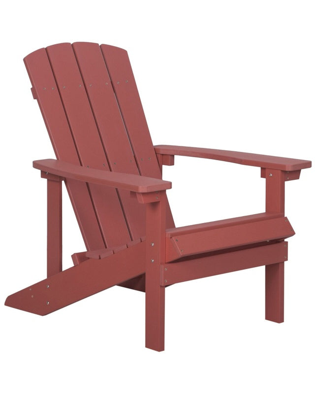 Garden Chair Red Plastic Wood Weather Resistant Modern Style Beliani