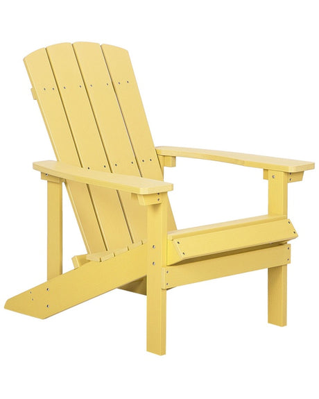 Garden Chair Yellow Plastic Wood Weather Resistant Modern Style Beliani