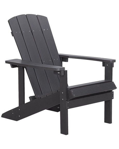 Garden Chair Dark Grey Plastic Wood Weather Resistant Modern Style Beliani