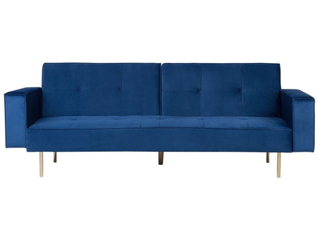 Sofa Bed Blue Velvet 3 Seater Modern Track Arms Beliani