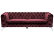 3 Seater Sofa Dark Red Velvet Chesterfield Style Low Back Beliani