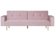 Sofa Bed Pink Velvet 3 Seater Modern Track Arms Beliani