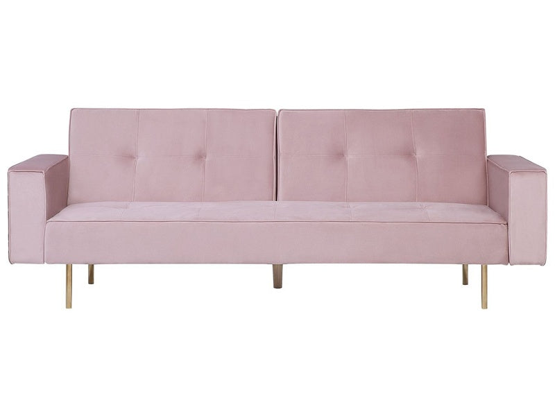 Sofa Bed Pink Velvet 3 Seater Modern Track Arms Beliani