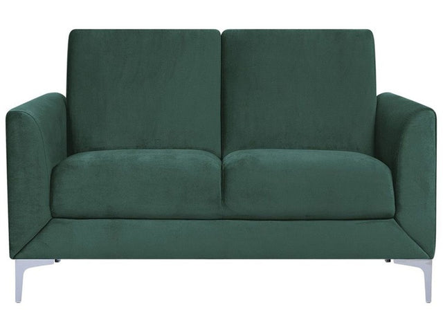 Sofa Green Fabric Upholstery Silver Legs 2 Seater Loveseat Glam Beliani