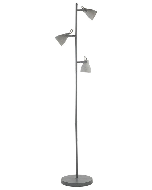 Floor Lamp 3 Lights Grey Concrete 165 cm Industrial Beliani