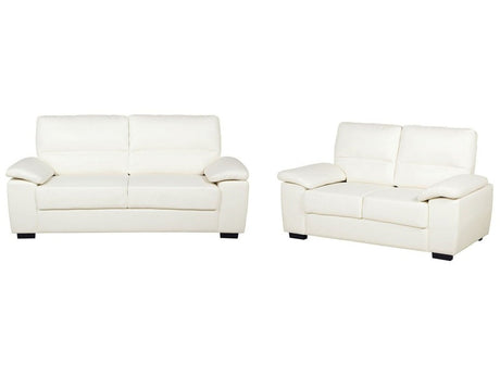 Sofa Set Cream 3 + 2 Seater Faux Leather Living Room Beliani