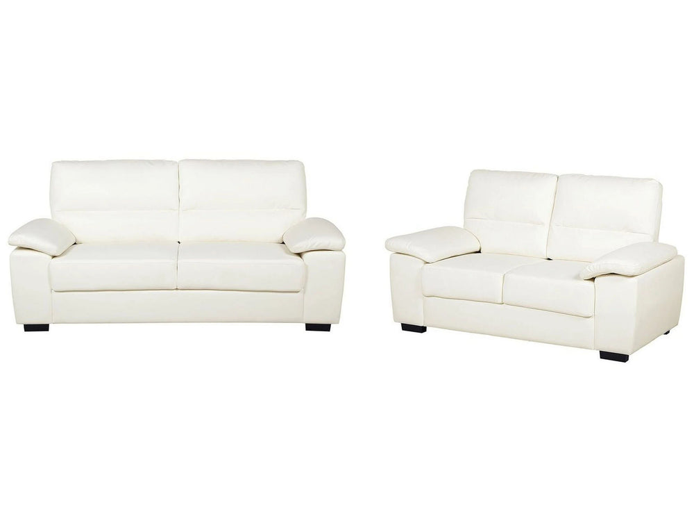 Sofa Set Off-White 3 + 2 Seater Faux Leather Living Room Beliani
