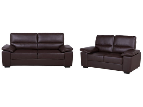 Sofa Set Brown 3 + 2 Seater Faux Leather Living Room Beliani