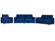 Sofa Set Blue Velvet Upholstery 3 + 2 + 1 Seater Glam Beliani