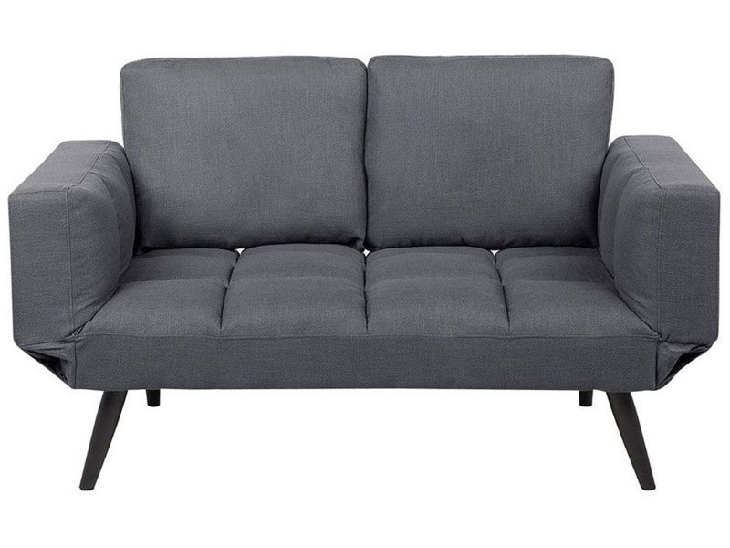 Sofa Bed Dark Grey Loveseat Adjustable Armrests Minimalist Beliani