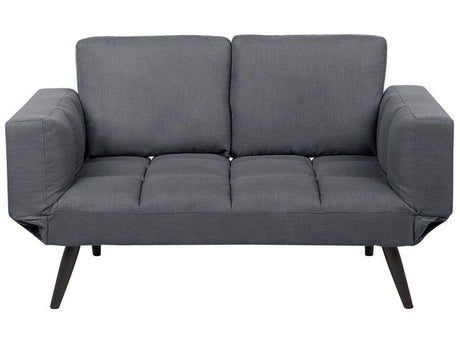 Sofa Bed Dark Grey Loveseat Adjustable Armrests Minimalist Beliani