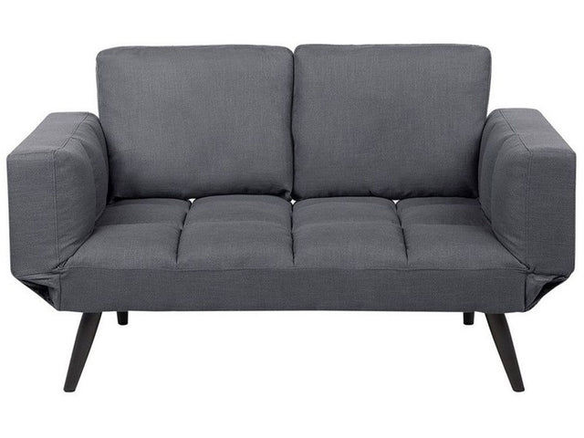 Sofa Bed Dark Grey Loveseat Adjustable Armrests Minimalist Beliani