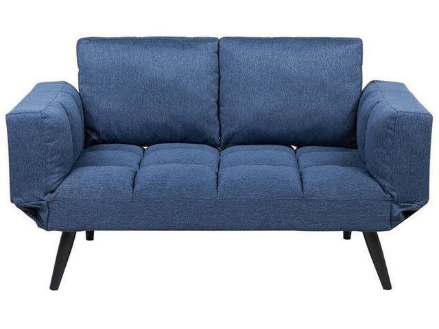 Sofa Bed Navy Blue Loveseat Adjustable Armrests Minimalist Beliani