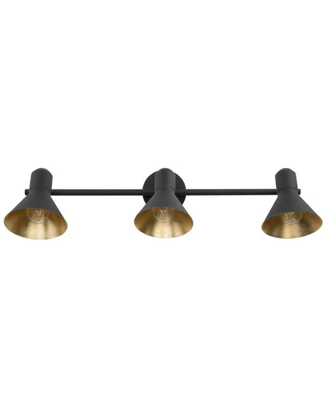 Wall Track Light Black Metal 3-Light Lamp Swing Arm Cone Shade Beliani