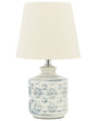 Table Lamp Beige and Blue Ceramic Base Fabric Shade Ambient Lighting Bedside Table Lamp Beliani