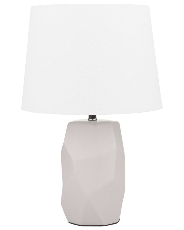 Bedside Table Lamp Pink Ceramic Base White Shade Beliani