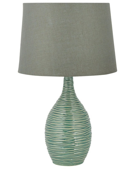 Bedside Table Lamp Light Green Ceramic Base Beliani