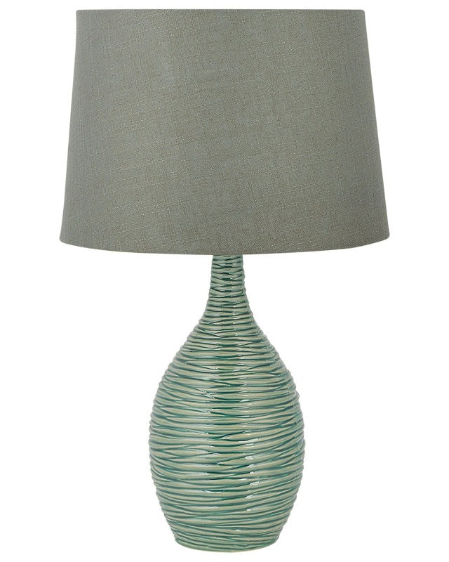 Bedside Table Lamp Light Green Ceramic Base Beliani